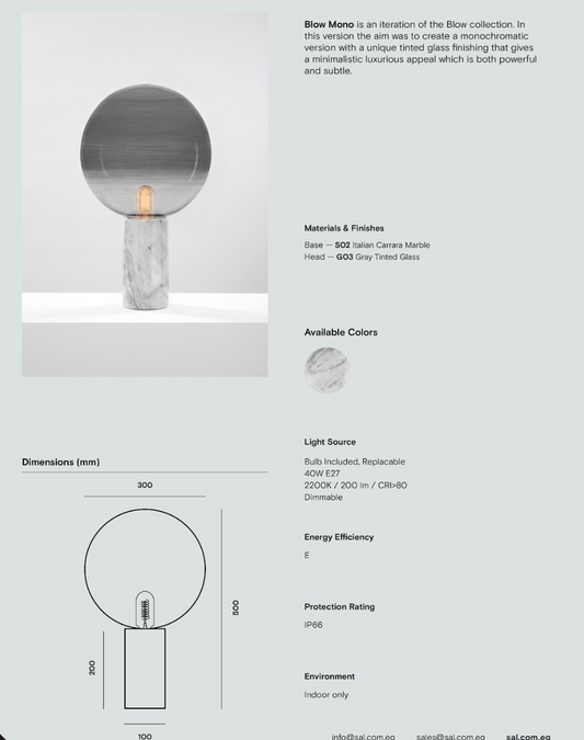 Blow Mono Table — Cylinder 30