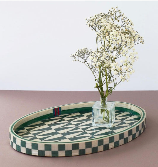 Shades of Green Oval Tray - Rofoof- The Mob Collective