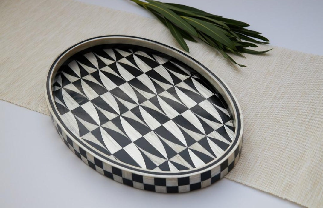 Shades of Black Oval Tray - Rofoof- The Mob Collective
