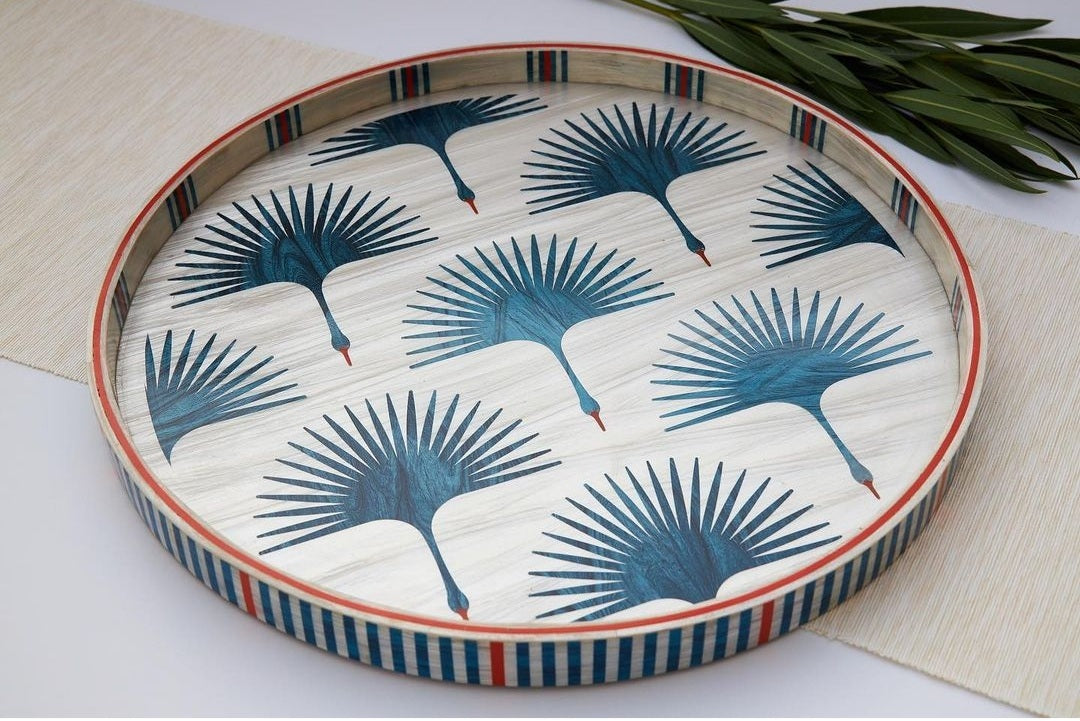 Blue Swan Round Tray - Rofoof- The Mob Collective