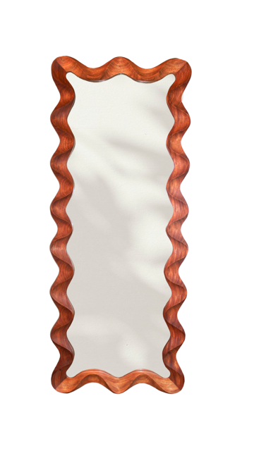 Teak Wave Mirror - Curated by Hana- The Mob Collective