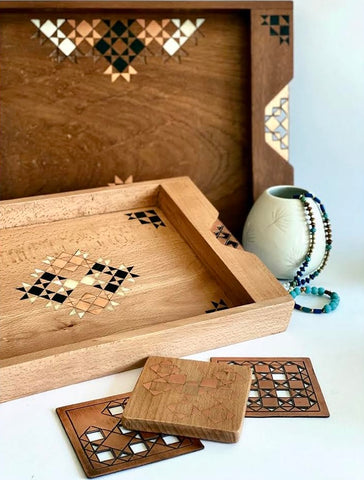 Wood Inlay Coaster Set - Naïa Design House & Noha Elqahwagy Designs- The Mob Collective